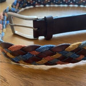 Emidio Tucci Mens Leather/Cotton Braided Belt Size M